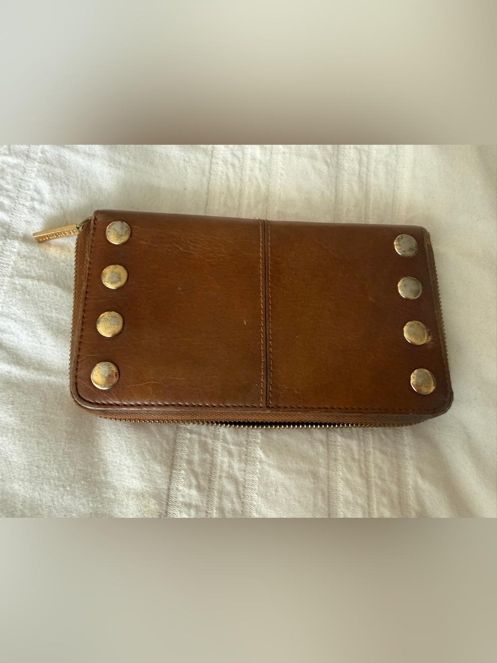 Hammitt Zip Around WALLET  in Brown Smooth Leather Gold Toned Hardware